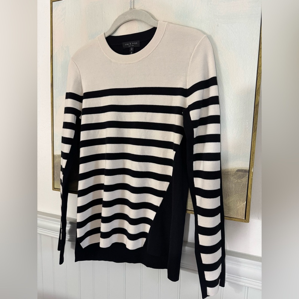 RAG & BONE Cecilee Striped Merino Wool Sweater Size Small - Picture 4 of 7